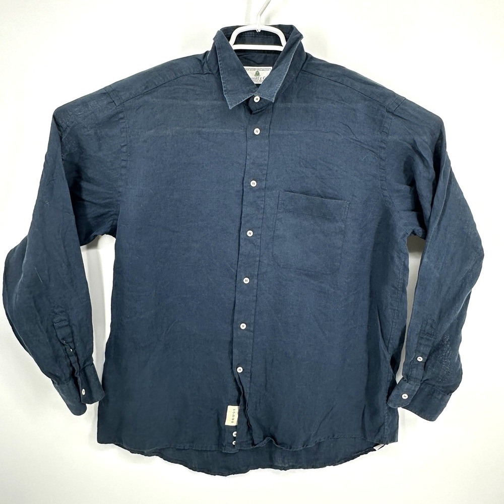 Carroll & Co Button Up Shirt Mens Size XL Made In Switzerland  Blue Long Sleeve
